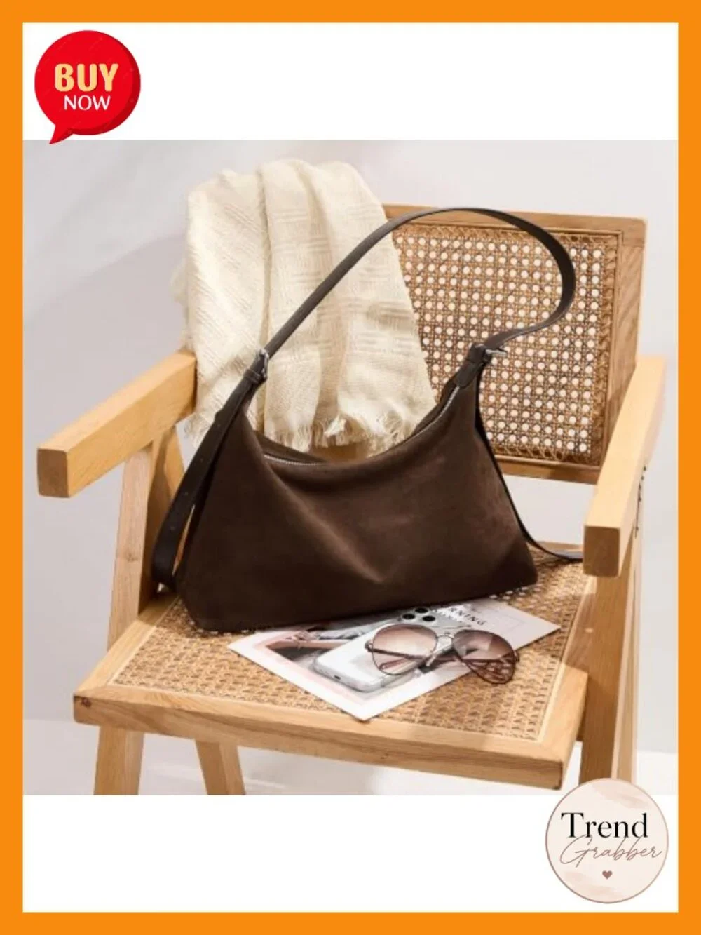 Faux Suede Crescent Hobo Bag Convertible Crossbody Tote Purse